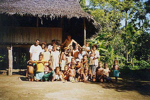 All the younger members of the village posing in front of our house